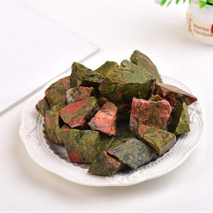 GeckoCustom 1PC Natural Crystal Quartz Minerals Specimen Amethyst Rose quartz Irregular Shape Rough Rock Stone Reiki Healing Home Decoration Flowers green / 50g