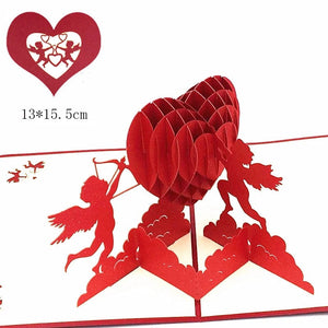 GeckoCustom 1pcs 3D Pop Up Greeting Cards With Envelope Laser Cut Post Card For Birthday Christmas Valentine' Day Party Wedding Decoration GD0052