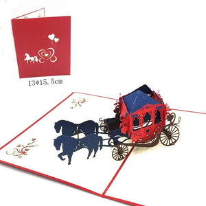 GeckoCustom 1pcs 3D Pop Up Greeting Cards With Envelope Laser Cut Post Card For Birthday Christmas Valentine' Day Party Wedding Decoration GD0050