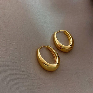 GeckoCustom 2021 New Classic Copper Alloy Smooth Metal Hoop Earrings For Woman Fashion Korean Jewelry Temperament Girl's Daily Wear earrings gold