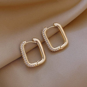 GeckoCustom 2021 New Classic Copper Alloy Smooth Metal Hoop Earrings For Woman Fashion Korean Jewelry Temperament Girl's Daily Wear earrings gold 1