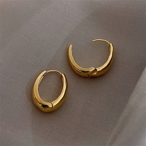GeckoCustom 2021 New Classic Copper Alloy Smooth Metal Hoop Earrings For Woman Fashion Korean Jewelry Temperament Girl's Daily Wear earrings