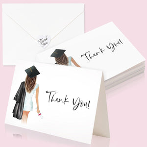 GeckoCustom 30 Teacher Appreciation Cards Bulk with Envelopes - Teacher Thank You Cards 300GSM Blank Greeting Cards for Teachers, Employees, Nurse, Volunteers and Doctor 12 Girl Thank You Card