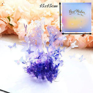 GeckoCustom 3D Pop UP Happy Birthday Greeting Invitation Cards Laser Cut Boy Girl Kids Gift Card Thank You Cards Vehicle Miniatures Postcard Crystal Butterfly