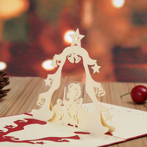 GeckoCustom 3D Pop UP Santa Cards Marry Christmas Greeting Cards Party Invitations Gifts New Year Greeting Card Anniversary Gifts Postcard praying boy