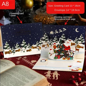 GeckoCustom 3D Santa Greeting Cards Folding Merry Christmas Best Wishes Card Xmas Gift for New Year Blessing Thank You Postcard Decoration A8