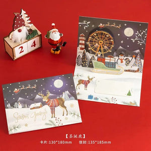 GeckoCustom 3D Santa Greeting Cards Folding Merry Christmas Best Wishes Card Xmas Gift for New Year Blessing Thank You Postcard Decoration D1