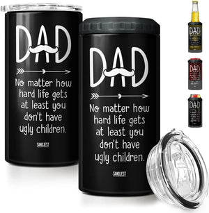 GeckoCustom 4-In-1 Dad Tumbler Gifts for Dad from Daughter Son - 12Oz Dad Fuel Can Cooler Tumblers Travel Mug Cup - Stainless Steel Insulated Cans Coozie Christmas, Birthday, Father'S Day Gift for Daddy No Matter What - Black