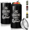 GeckoCustom 4-In-1 Dad Tumbler Gifts for Dad from Daughter Son - 12Oz Dad Fuel Can Cooler Tumblers Travel Mug Cup - Stainless Steel Insulated Cans Coozie Christmas, Birthday, Father'S Day Gift for Daddy The Legend Has Retired - Black