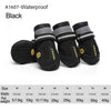 GeckoCustom 4pcs/set Pet Dog Shoes Reflective Waterproof Dog Boots Warm Snow Rain Pets Booties Anti-slip Socks Footwear For Medium Large Dog A1607-Black / 1