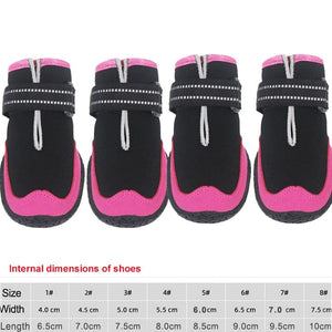 GeckoCustom 4pcs/set Pet Dog Shoes Reflective Waterproof Dog Boots Warm Snow Rain Pets Booties Anti-slip Socks Footwear For Medium Large Dog 1674-C / 1
