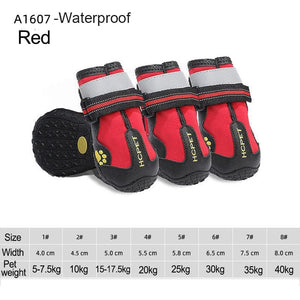GeckoCustom 4pcs/set Pet Dog Shoes Reflective Waterproof Dog Boots Warm Snow Rain Pets Booties Anti-slip Socks Footwear For Medium Large Dog A1607-Red / 1