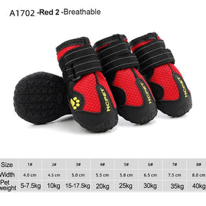 GeckoCustom 4pcs/set Pet Dog Shoes Reflective Waterproof Dog Boots Warm Snow Rain Pets Booties Anti-slip Socks Footwear For Medium Large Dog Red2 / 1