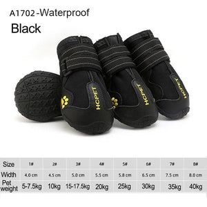 GeckoCustom 4pcs/set Pet Dog Shoes Reflective Waterproof Dog Boots Warm Snow Rain Pets Booties Anti-slip Socks Footwear For Medium Large Dog