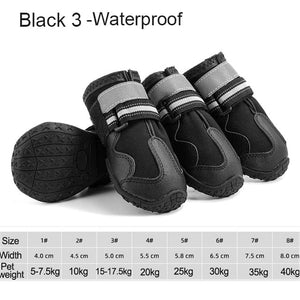 GeckoCustom 4pcs/set Pet Dog Shoes Reflective Waterproof Dog Boots Warm Snow Rain Pets Booties Anti-slip Socks Footwear For Medium Large Dog
