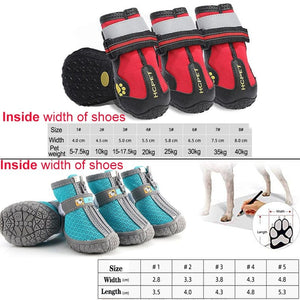 GeckoCustom 4pcs/set Pet Dog Shoes Reflective Waterproof Dog Boots Warm Snow Rain Pets Booties Anti-slip Socks Footwear For Medium Large Dog