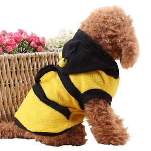 GeckoCustom Bee Pet Puppy Coat Apparel Outfit Fleece Clothes Dog Cat Hoodie Fancy Costume Halloween Cosplay Sweater Dog Hoodies