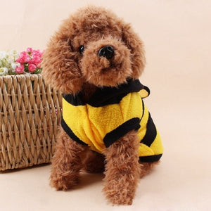 GeckoCustom Bee Pet Puppy Coat Apparel Outfit Fleece Clothes Dog Cat Hoodie Fancy Costume Halloween Cosplay Sweater Dog Hoodies
