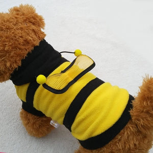 GeckoCustom Bee Pet Puppy Coat Apparel Outfit Fleece Clothes Dog Cat Hoodie Fancy Costume Halloween Cosplay Sweater Dog Hoodies