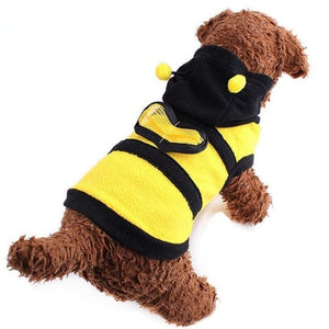 GeckoCustom Bee Pet Puppy Coat Apparel Outfit Fleece Clothes Dog Cat Hoodie Fancy Costume Halloween Cosplay Sweater Dog Hoodies