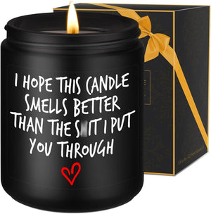 GeckoCustom Candle, I'M Sorry, I Love You Gifts for Her Him, Gifts for Wife, Mom Gifts, Grandma Girlfriend Wife Birthday Gift Idea - Mothers Day Funny Gifts for Women Men Dad Husband Boyfriend Black - Cedar