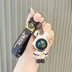 GeckoCustom Cartoon Lightning Bear Keychain Cute Astronaut Bear Doll Keyring Bag Pendant Couple Car Keyholder Creative Bag Charm Accessories Black-Style 06
