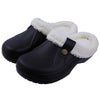 GeckoCustom Comwarm Indoor Women Warm Slippers Garden Shoes Soft Waterproof EVA Plush Slippers Female Clogs Couples Home Bedroom Fuzzy Shoes Black White / 35-36(8.6-8.8 inch) / China