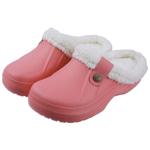 GeckoCustom Comwarm Indoor Women Warm Slippers Garden Shoes Soft Waterproof EVA Plush Slippers Female Clogs Couples Home Bedroom Fuzzy Shoes Pink / 35-36(8.6-8.8 inch) / China