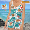 GeckoCustom Custom Cat Photo Sleeveless Romper N304