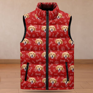GeckoCustom Custom Dog Cat Photo With Paw Pattern Collar Down Vest HO82 893282