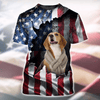GeckoCustom Custom Dog Photo With Flag US Background T-Shirt T286 889956