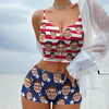 GeckoCustom Custom Face Photo With Flag Background Appliques Notched Neckline Lingerie Set N304 890256