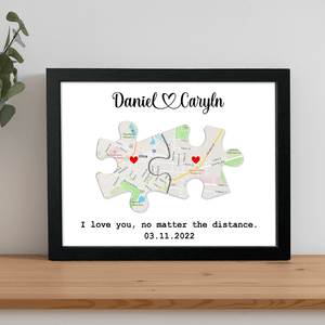 GeckoCustom Custom Map Puzzle Piece Canvas Picture Frame Couple Valentine Gift HA75 891792 Picture Frame / 8" x 10"