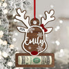 GeckoCustom Custom Name Cute Reindeer Wood Money Holder Ornament HO82 893120