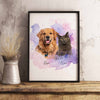 GeckoCustom Custom Pet Photo Watercolor Poster Canvas Picture Frame Personalized Gift For Dog Lovers Cat Lovers CH07 895192