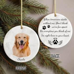 GeckoCustom Custom Pet Portrait Photo Watercolor Memorial Christmas Ceramic Ornament HO82 893086