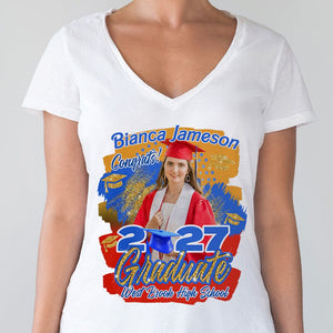 GeckoCustom Custom Photo 2024 Graduate Shirt N304 890119 Women V-neck / V White / S