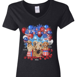 GeckoCustom Custom Photo 4th Of July For Dog Lovers Dark Shirt HO82 890736