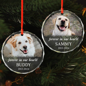 GeckoCustom Custom Photo and Name Dog Memorial Glass Ornament Forever in Our Heart For Dog Lovers HO82 891781 8cm