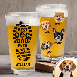 GeckoCustom Custom Photo Best Dog Dad Ever Print Beer Glass HO82 890538 16oz