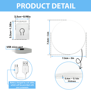 GeckoCustom Custom Photo Cat Circle Led Acryric Ornament Christmas Gift For Cat Lovers HA75 891650 3 inches