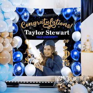 GeckoCustom Custom Photo Congratulations Graduation 2025 Backdrop For Grad Party Decorations HO82 893470