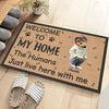 GeckoCustom Custom Photo Cute Dog The Humans Just Live Here With Us Doormat LM32 893075