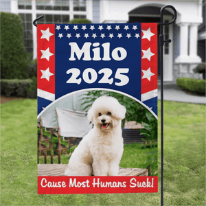 GeckoCustom Custom Photo Dog And Flag of the America Garden Flag TA29 889587