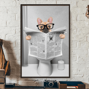 GeckoCustom Custom Photo Dog Cat Read Newspaper In Toilet Poster N304 890210
