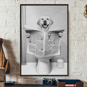 GeckoCustom Custom Photo Dog Read Newspaper In Toilet Poster N304 890210