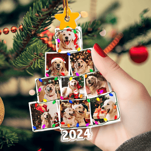 GeckoCustom Custom Photo Dog With Christmas Tree Acrylic Ornament N304 890103