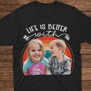 GeckoCustom Custom Photo Life Is Better With Grandkids Family Dark Shirt N304 890254