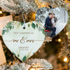 GeckoCustom Custom Photo Mr And Mrs First Christmas Married Heart Shaped Ceramic Ornament HA75 891568