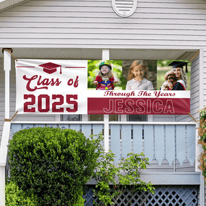 GeckoCustom Custom Photo Through The Years Graduation Banner TH10 892357 39 x 18 Inch / Vinyl Fabric